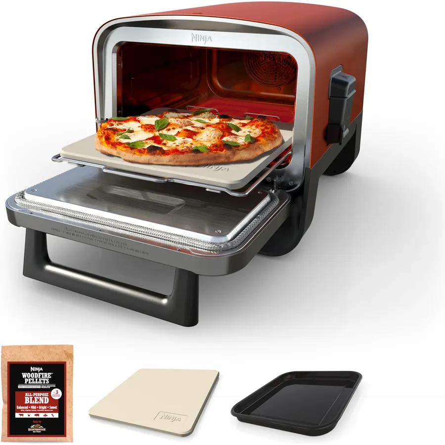 Ninja Woodfire Oven & Smoker, 8-in-1, Heats to 700°F, Terracotta Red, OO101
