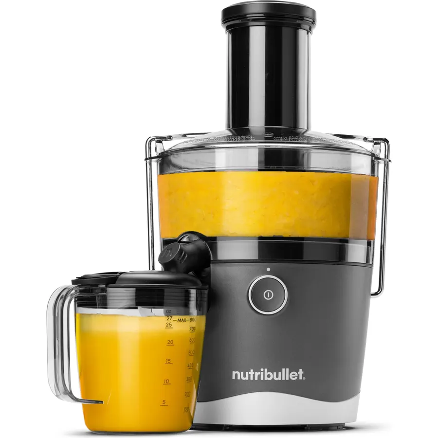 nutribullet® Juicer, 800W Juicer, Large 3" Feed Chute for Whole Fruits and Vegetables, 27oz Juice Pitcher, .5L Pulp Container, Dual Speeds, BPA Free, Gray, NBJ50100