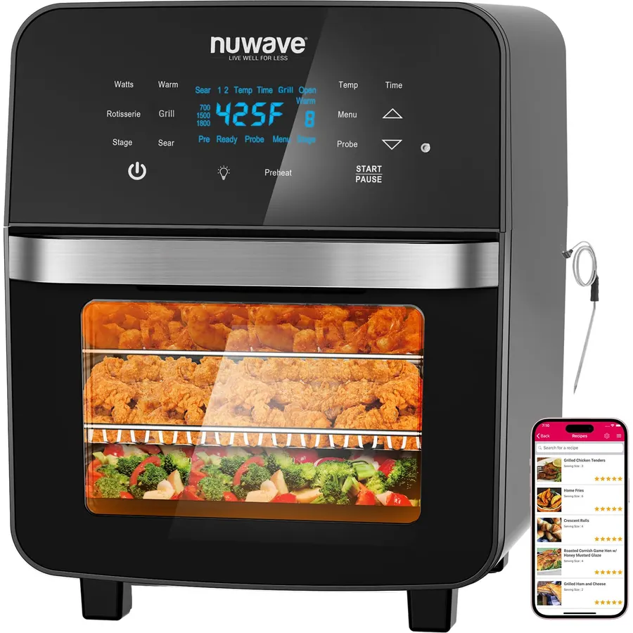 Nuwave Brio 15.5Qt Air Fryer Oven with Plug-In Grill, XL Family Size