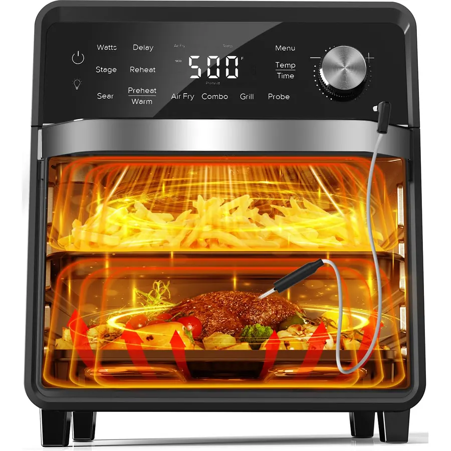 Nuwave Plug-In Grill Air Fryer Oven Combo w/Sheath Heaters, Stainless Steel