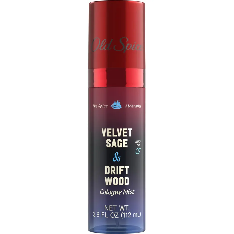 Old Spice Cologne Mist for Men, The Spice Alchemist Collection, 24/7 Cologne Infused Scent, No Trade Off Formula, Free of Parabens & Phthalates, Velvet Sage + Driftwood Scent, 3.8 oz