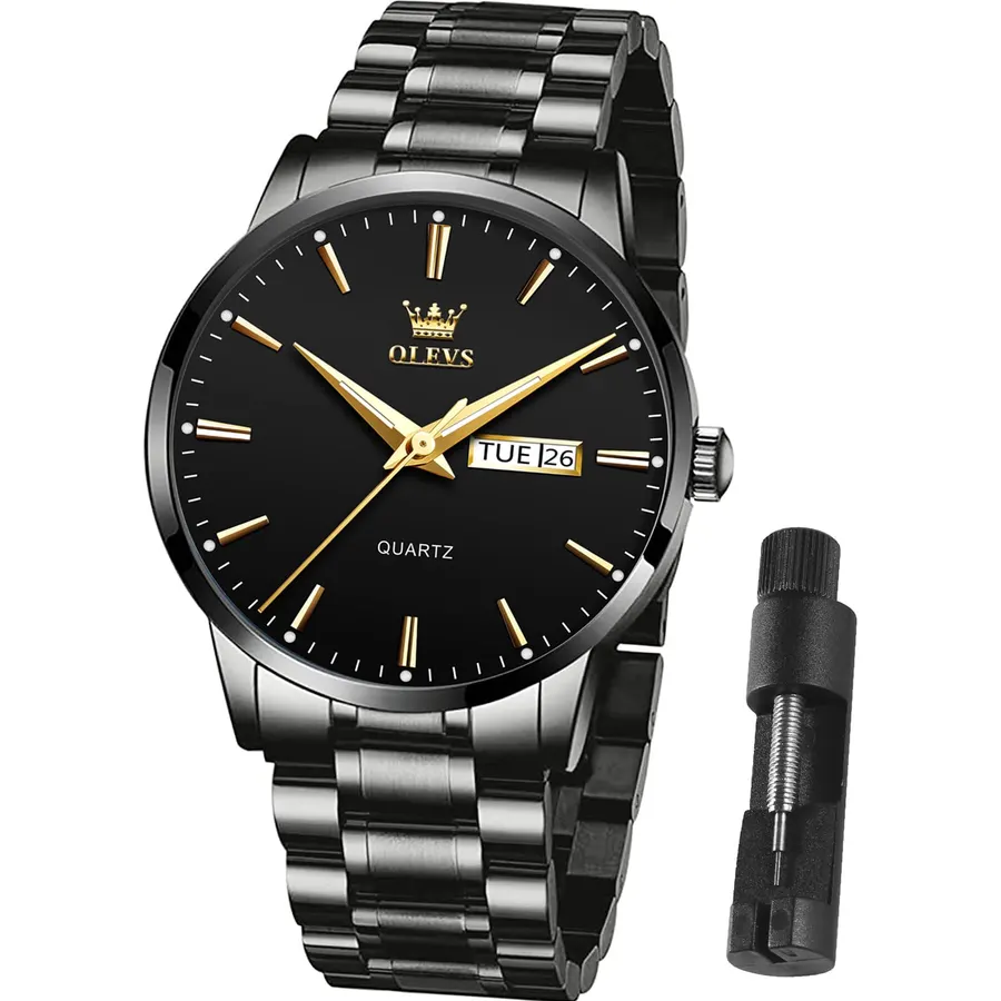OLEVS Men Watch Analog Wood Wirst Watches Luxury Dress Chronograph Stainless Steel Waterproof Luminous Watches Men Gift