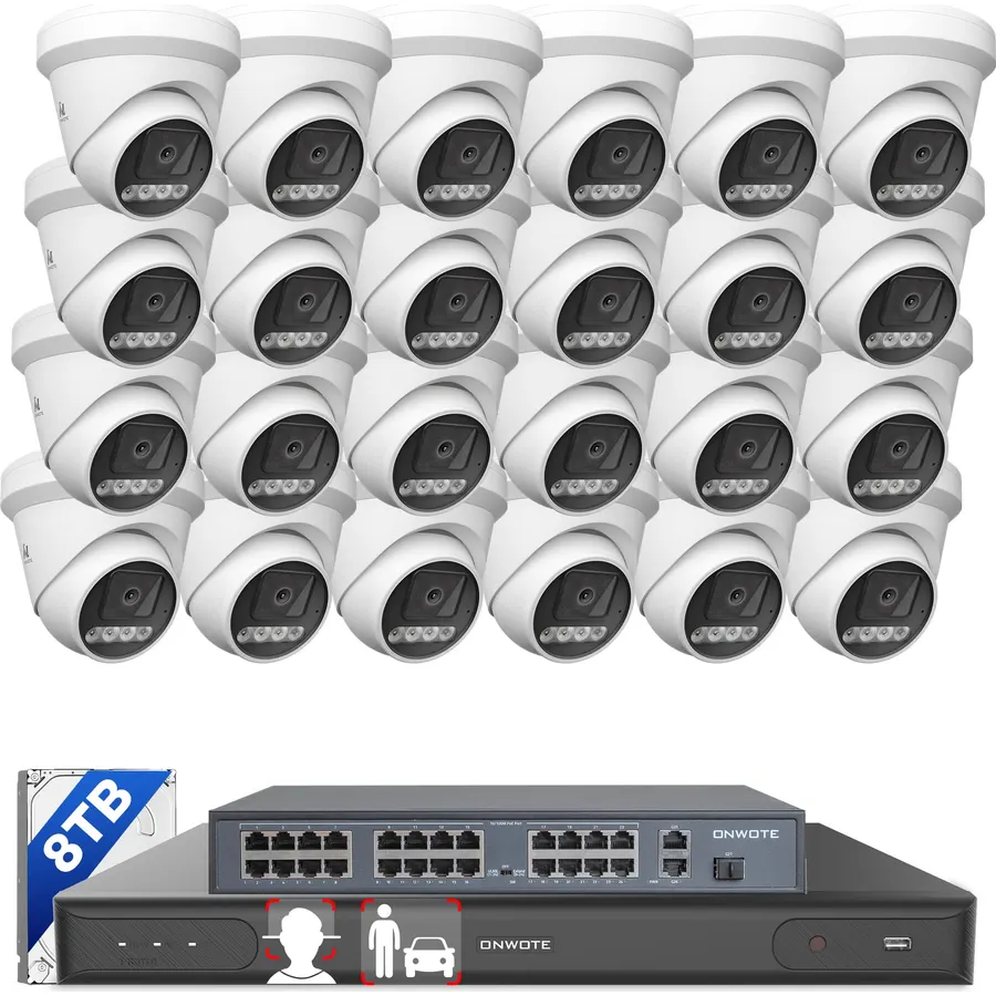ONWOTE 32 Channel Security System 12MP NVR, 24x 4K 8MP 2 Way Audio Cameras