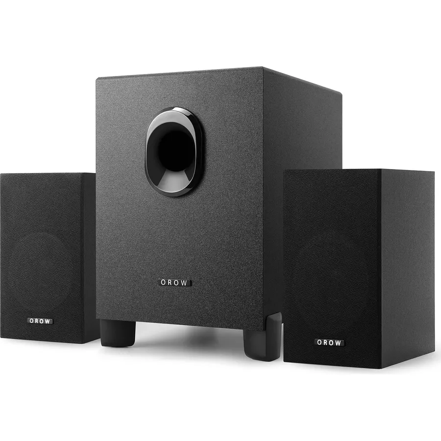 OR O R O W OROW S211 New USB-Powered 2.1 Multimedia Speakers System with Subwoofer,16W Computer Speakers,Strong Bass,3.5mm Audio Inputs,Great for PC/PS4/TV (Wooden)