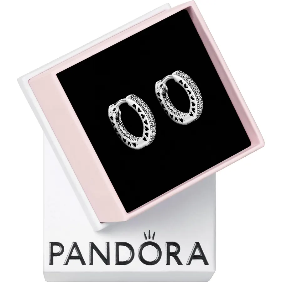 PANDORA Pavé Heart Hoop Earrings
