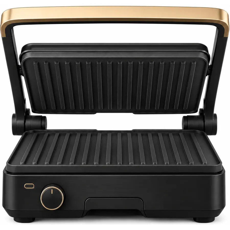 Panini Press & Indoor Grill 2-in-1 1200W High-Performance Sandwich Maker with Removable Non-Stick Plates (Black Sesame)