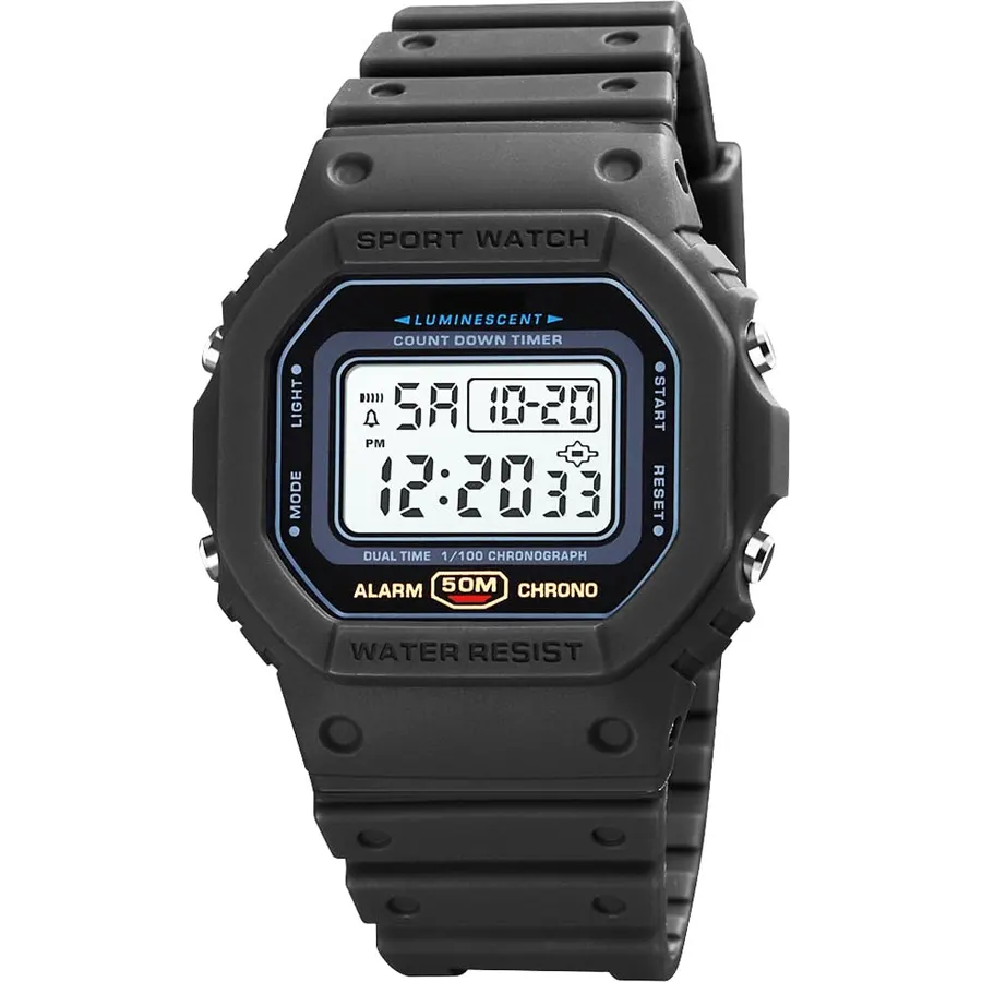PASOY Digital Watch for Men and Women, Dual Time, 50M Water Resistant