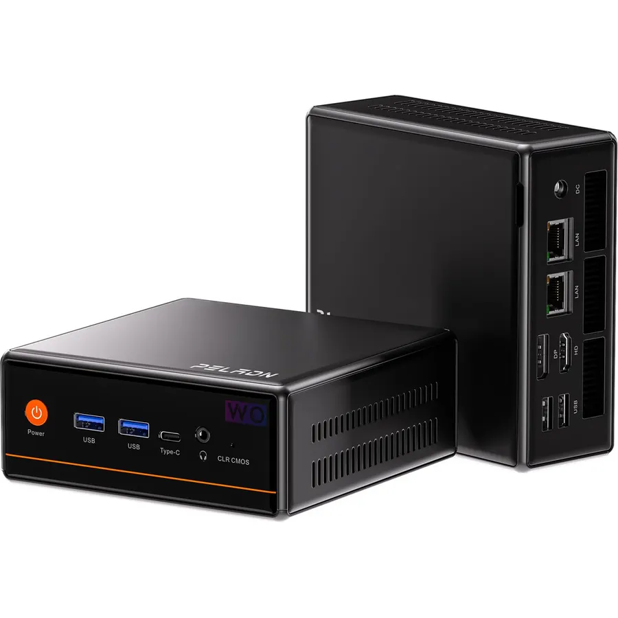 PELADN WO4 Mini Gaming PC - AMD Ryzen 5 5600H(Beats 5700U/7430U) Mini Computers 16GB Dual Channel RAM 512GB SSD, Mini Desktop Computer with Dual NIC LAN 2.5Gbe, WiFi6, BT5.2, Type-C
