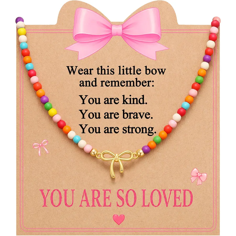 PINKDODO You Are So Loved - Cute Preppy Bow Necklace Gifts for Girls