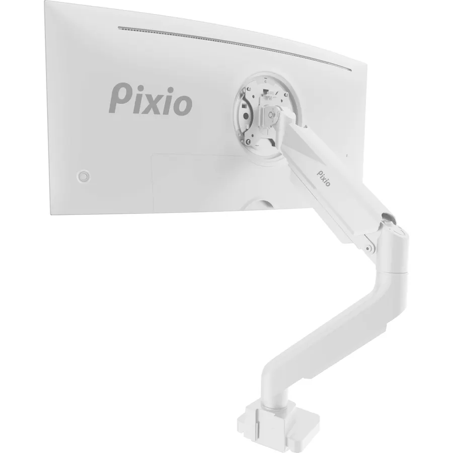 Pixio PS2S White Ultrawide Heavy-Duty Premium Single Monitor Arm Stand Desk Mount - Fits up to 49 inches Monitors, Weights up to 39lbs Flat / 31lbs Curved, Compatible with VESA 75x75 100x100mm