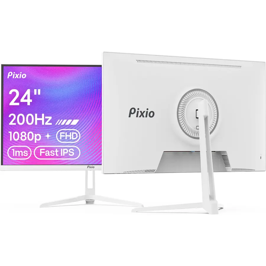 Pixio PX248 Wave White 24 inch 200Hz Refresh Rate FHD 1080p Resolution Fast IPS Panel 1ms GTG Response Time Built-in Speakers Gaming Monitor with Adaptive Sync