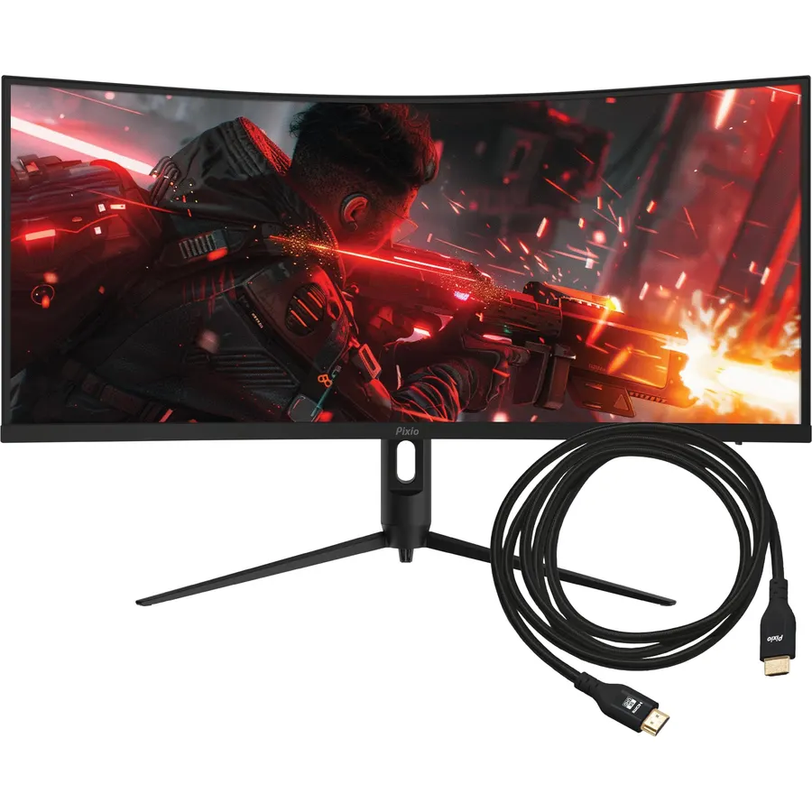 Pixio PXC348C Neo 34" 180Hz 1440p Ultrawide 1000R Curve Fast VA 1ms USB-C Displayport 65W Charging Gaming Monitor with HDMI 2.1 Cable Certified Ultra High Speed 6FT 8K 60Hz 4K 120Hz Nylon Braided