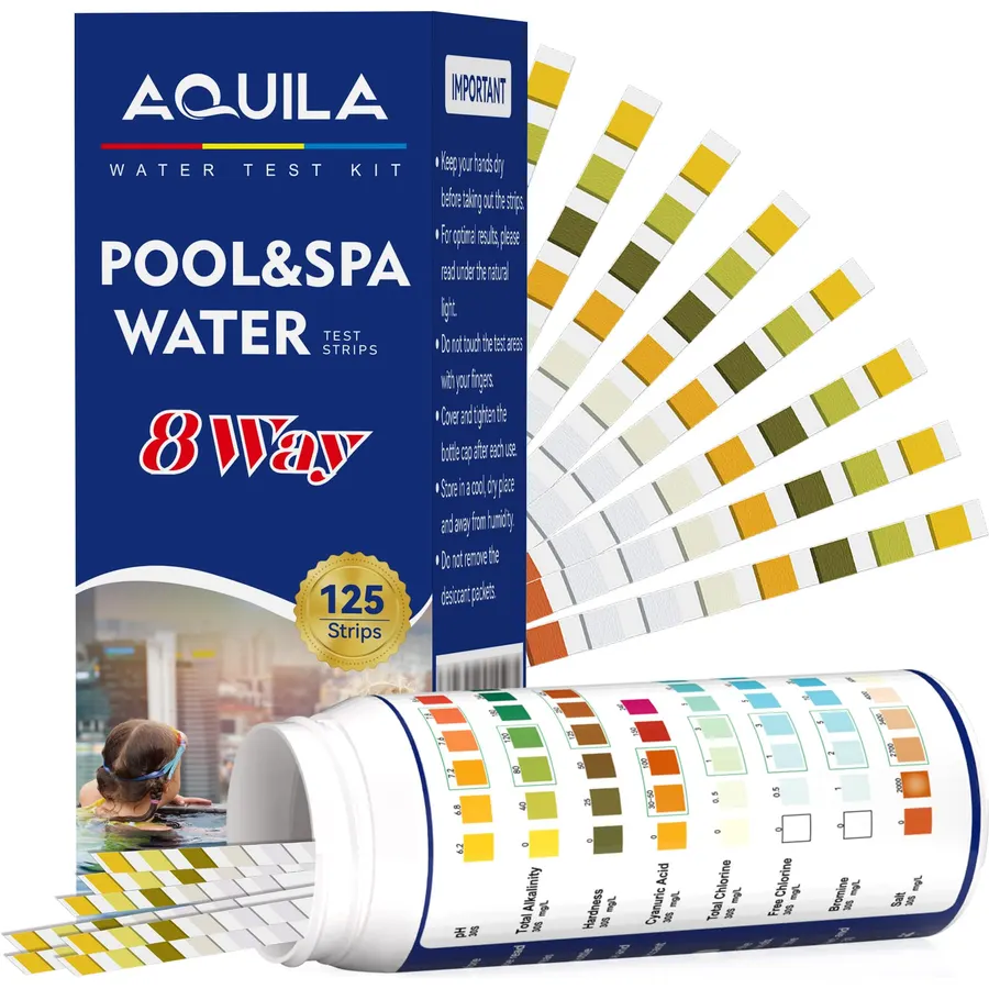 Pool Salt Test Strips Kit, 8 Way 125CT Water Test Strips for Saltwater Pool