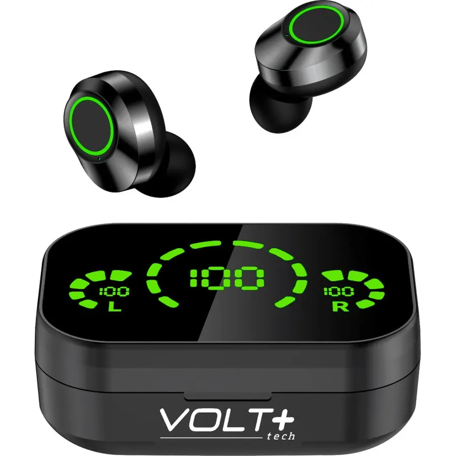 Pro Earbuds Wireless V5.3 LED Compatible with Amazon Fire Stick IPX4 Water & Sweatproof/Noise Reduction/Quad Mic Plus 1200mah PowerBank