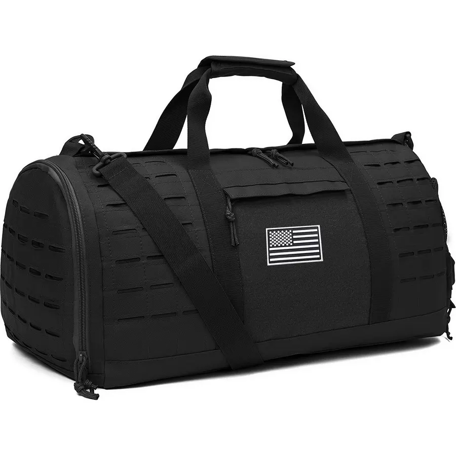 QT&QY 40L Military Tactical Duffle Bag For Men Sport Gym Fitness Tote Travel Training Workout With Shoe Compartment Basketball Football Weekender