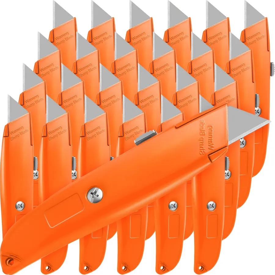 Reginary 20 Pcs Box Cutter Bulk Retractable Utility Knife, Orange