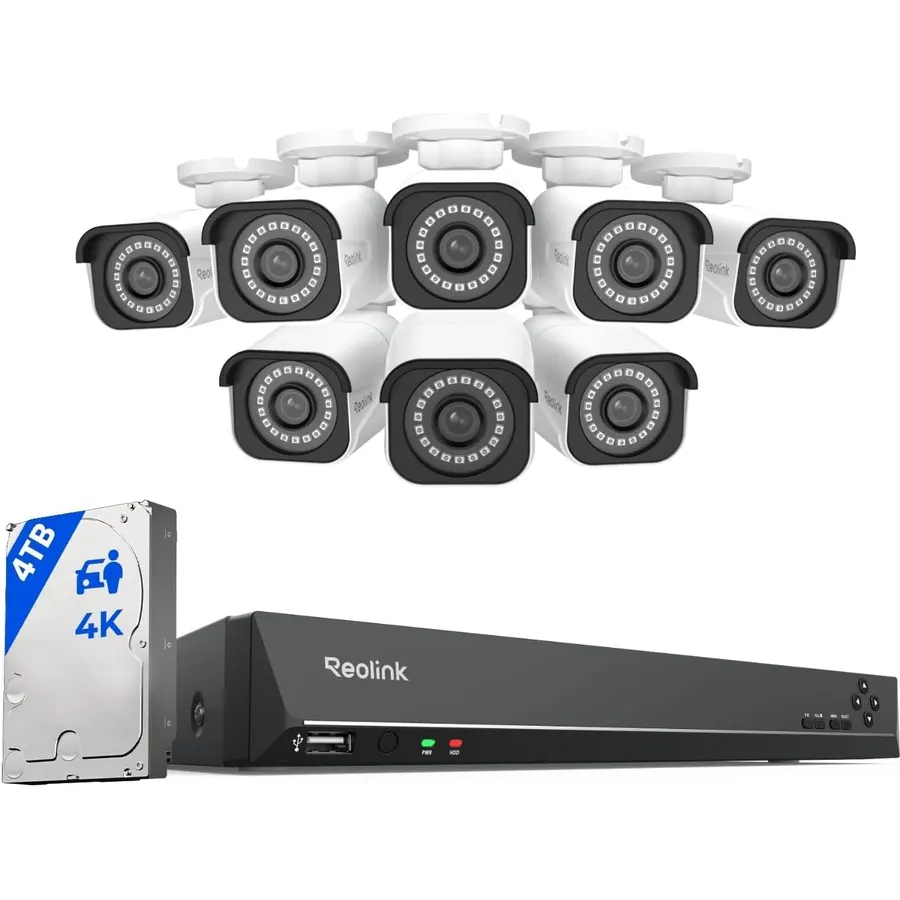 REOLINK 16CH 4K Security Dome Camera System with 4TB HDD RLK16-800D8