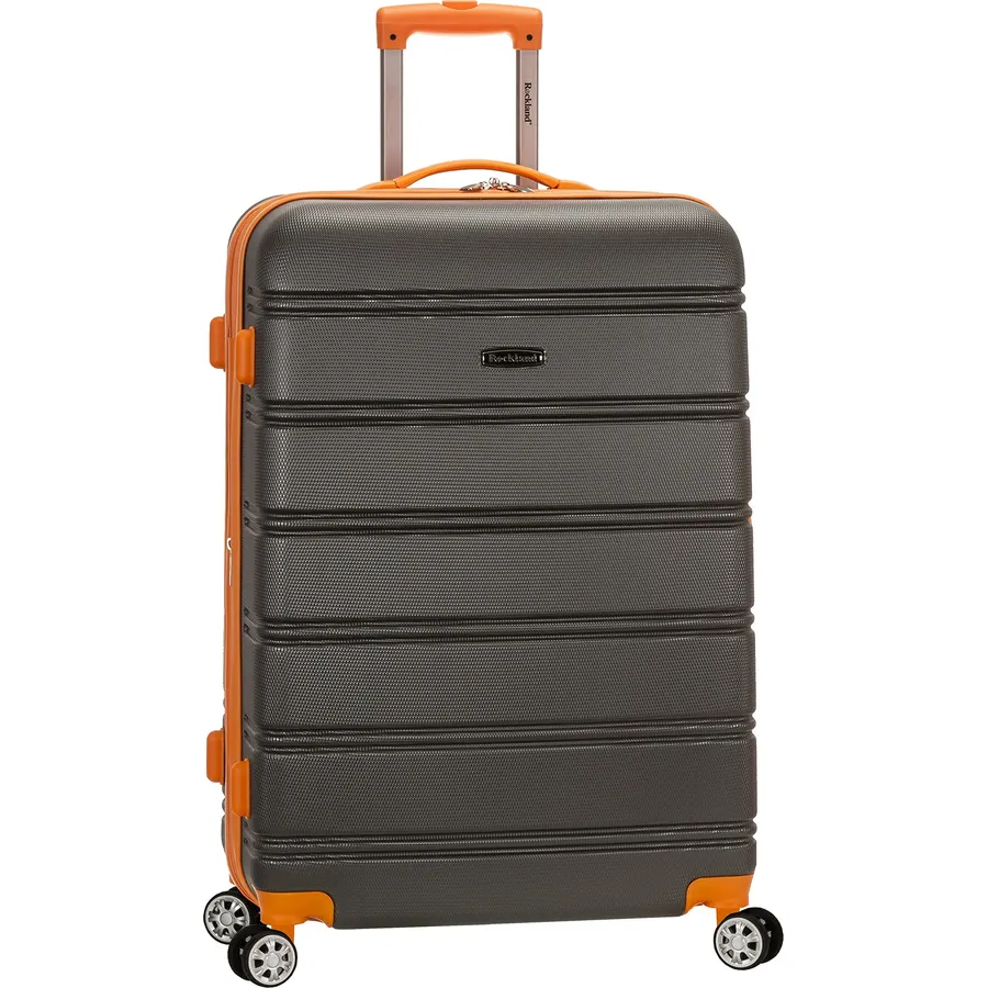 Rockland Melbourne Hardside Expandable Spinner Wheel Luggage, Checked Large 28", Charcoal