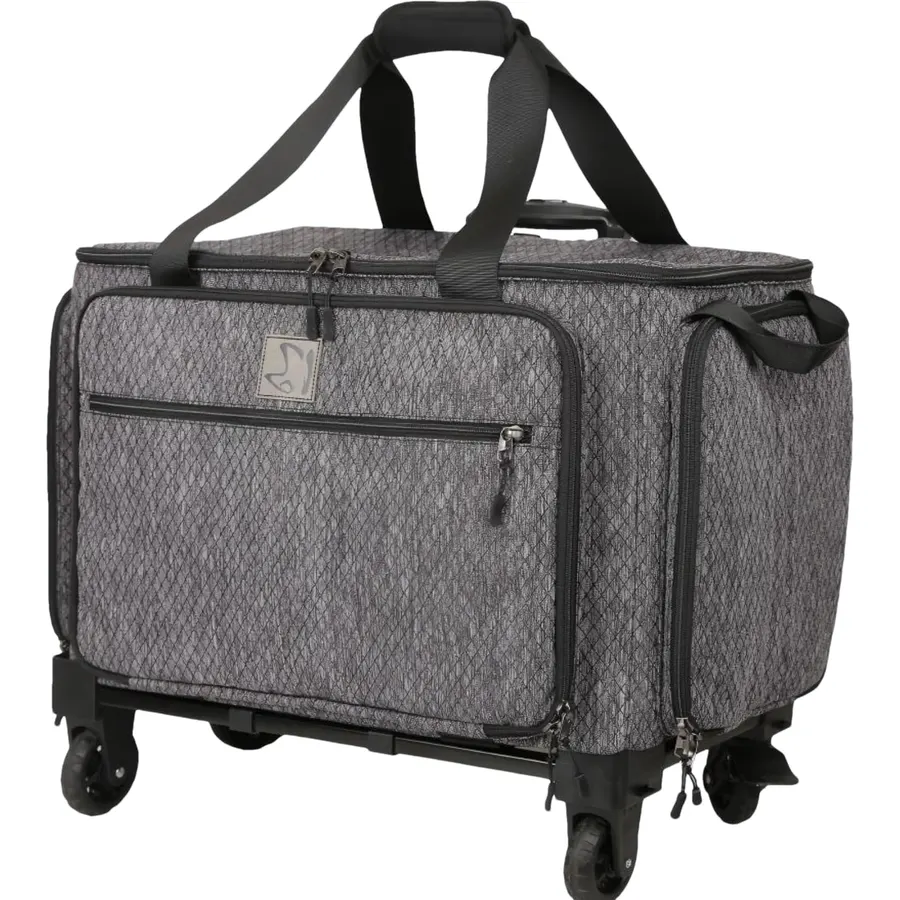 Rolling Sewing Machine Bag Fits for 22"*12"*14" Sewing Machines,YKK zipper,Hard Bottom Pad,Brake Function (Black)