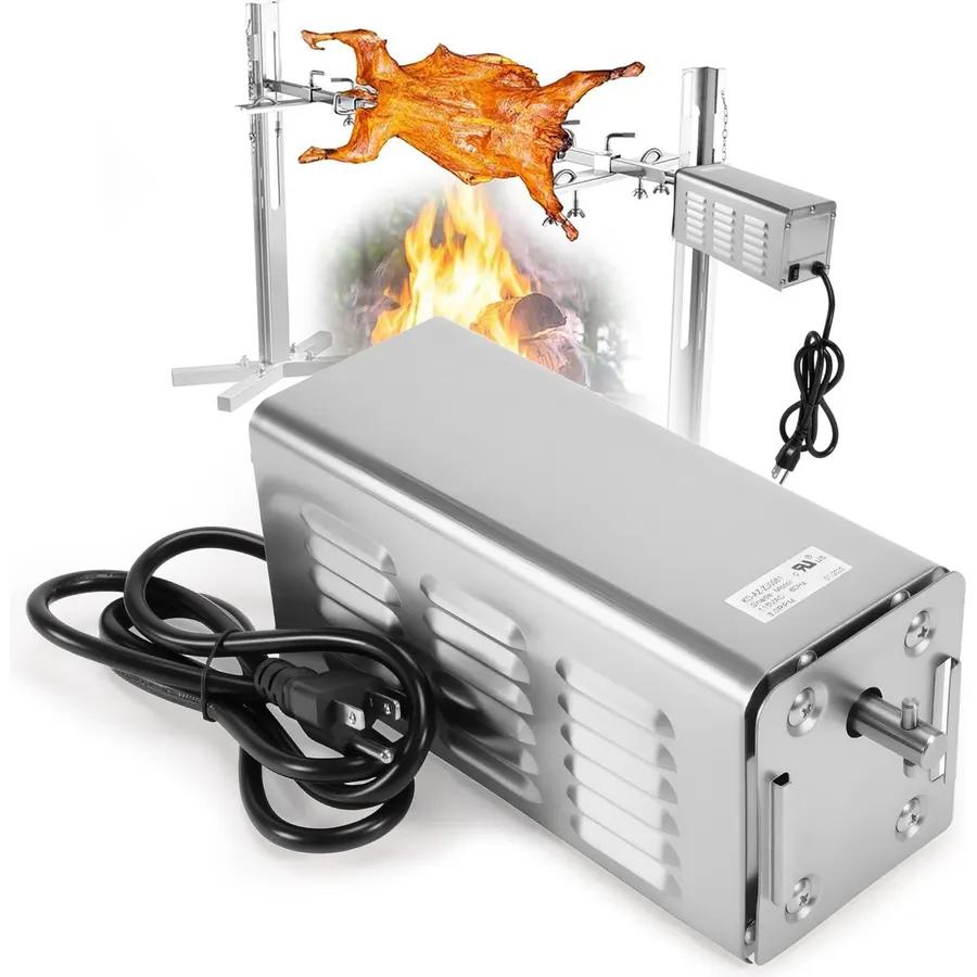 Rotisserie Motor 40W Heavy Duty Spit Motor - Up to 100Lbs - Stainless Steel Electric Grill BBQ Motor Fit for Custom Spit Roasters or Upgrading a Current Spit Motor (115V)
