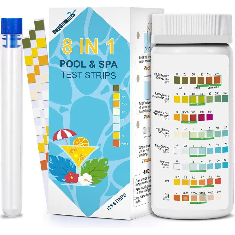 Pool Test Kit: 150 CT 8 in 1 Spa & Hot Tub & Salt Pool Test Strips