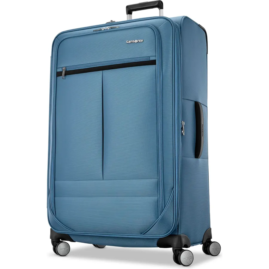 Samsonite Soft-Sided 29-Inch Lightweight Large Checked Expandable Element Suitcase: Durable, 360° Spinner Wheels, Adjustable Telescopic Handle, 2 Front & 1 Side Pocket- Captains Blue