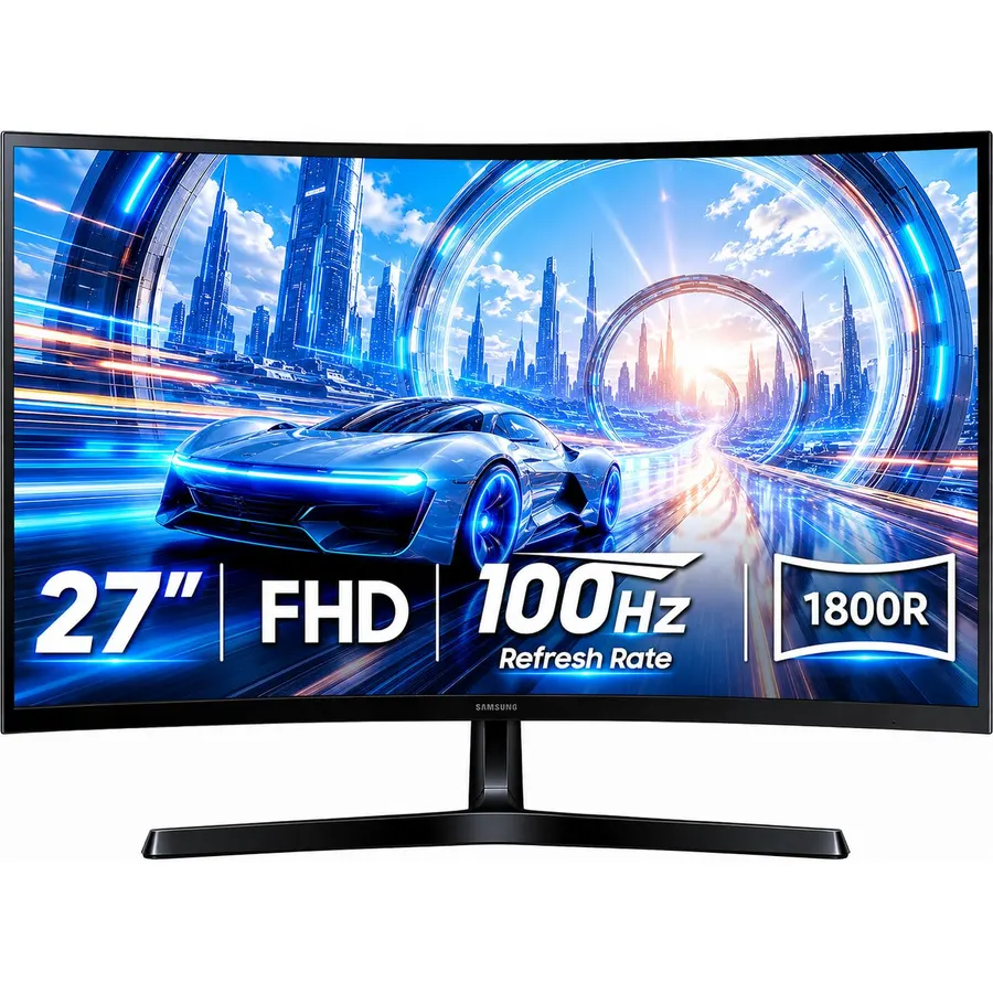 Samsung 27" Essential S3 (S36GD) Series FHD 1800R Curved Computer Monitor | Advanced Eye Comfort | 100 Hz | Game Mode | HDMI and D-sub Ports