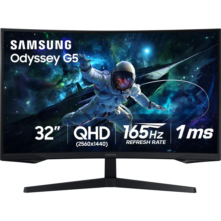 Samsung 32-inch Odyssey QHD G65B Curved Gaming Monitor, 240Hz, 1ms (GTG), HDR 600, Gaming Hub, 1000R, AMD FreeSync Premium Pro