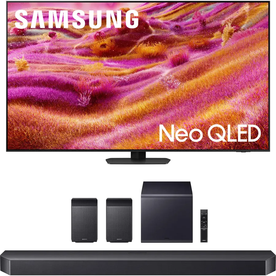 Samsung QN77S90FAFXZA 77 Inch 4K OLED Smart TV with a HW-Q990F Q Series Soundbar 11.1.4 Ch Subwoofer with Rear Speakers (2025)