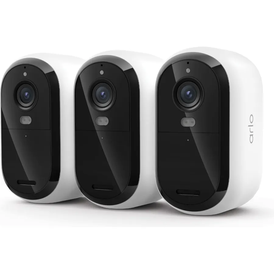 Security Cameras Wireless Outdoor - Arlo Essential Battery 2K (3rd Gen, Latest Version), Color Night Vision, Two-Way Audio, Home Security, Person/Package/Vehicle/Animal Detection, White - 3-Pack