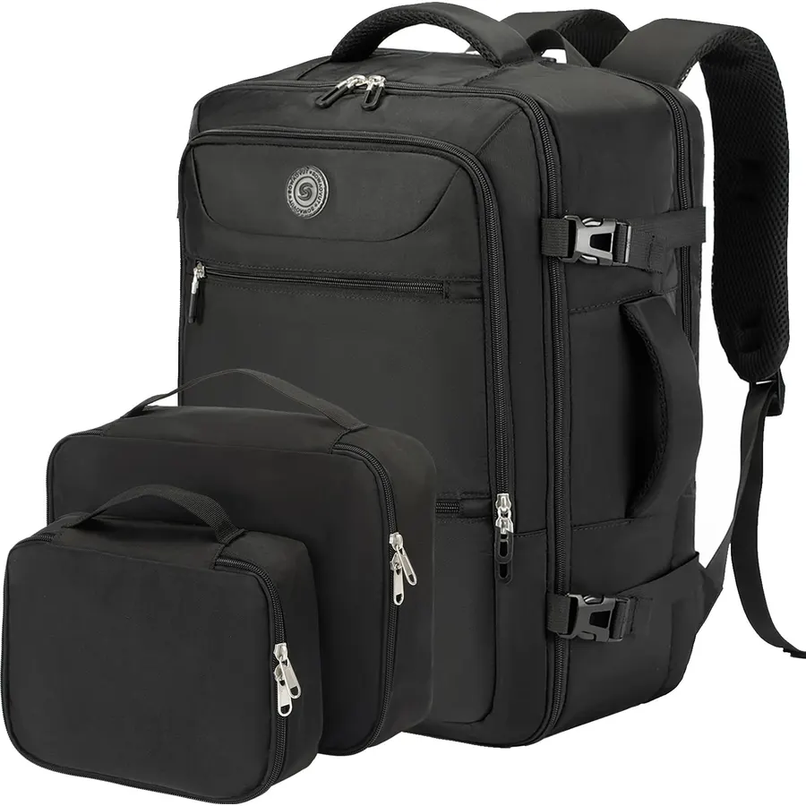 SHRRADOO Travel Backpackfor Women Men, with Storage Cosmetic Bag Set 3pcs