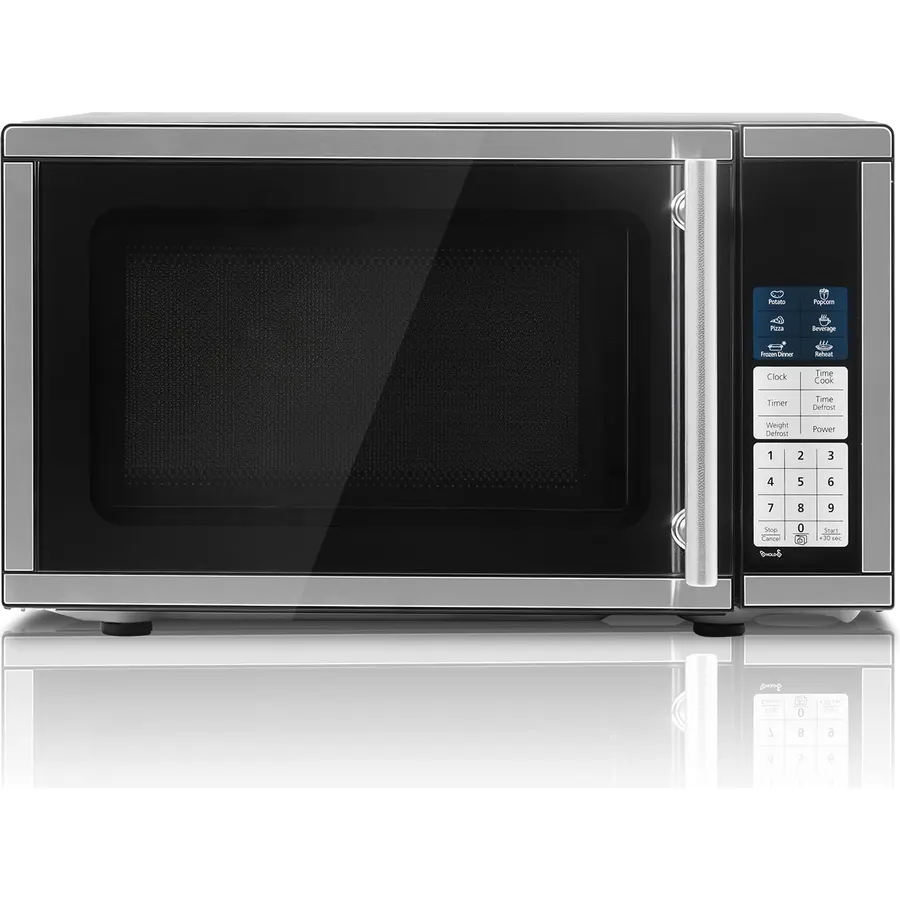 SMETA Compact Microwave Oven 700 Watts, 0.7 cu ft Countertop Microwave Ovens 10 Power Levels with Turntable Push-Button for Kitchen, Dorm, Apartment, Office, Black
