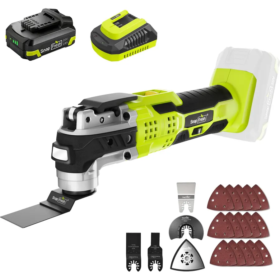 SnapFresh Cordless Oscillating Tool, 6 Variable Speed with 20 PCS Tool Kits