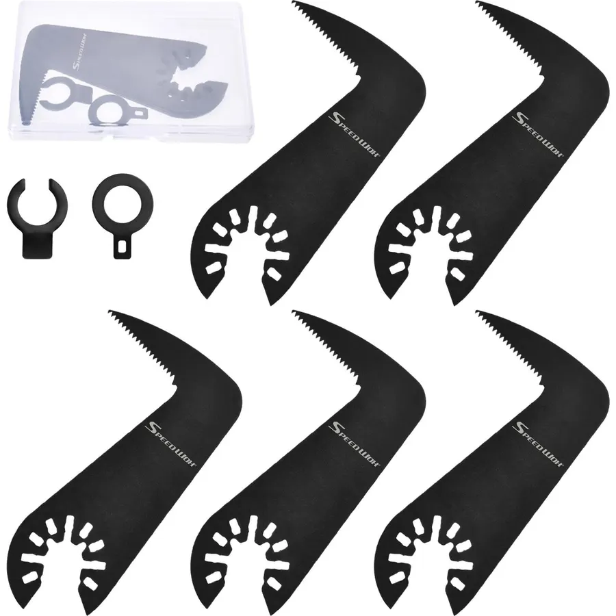 SPEEDWOX 5PCS Oscillating Drywall Saw Blades, Multi Hook Knife with Adapter