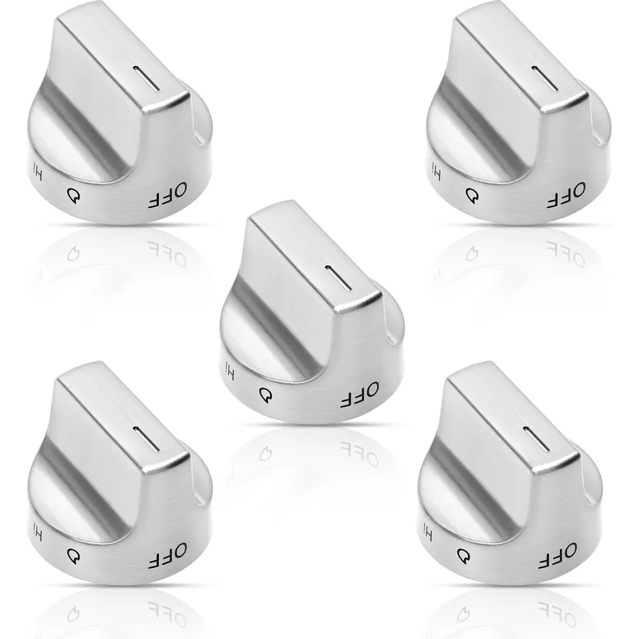 Stainless Steel W11159630 Stove Knob Compatible with Whirlpool Stove Parts,W11159630 Gas Range Knob Replacement W11023139,W11159630 Stove Top Knobs 5 Pcs