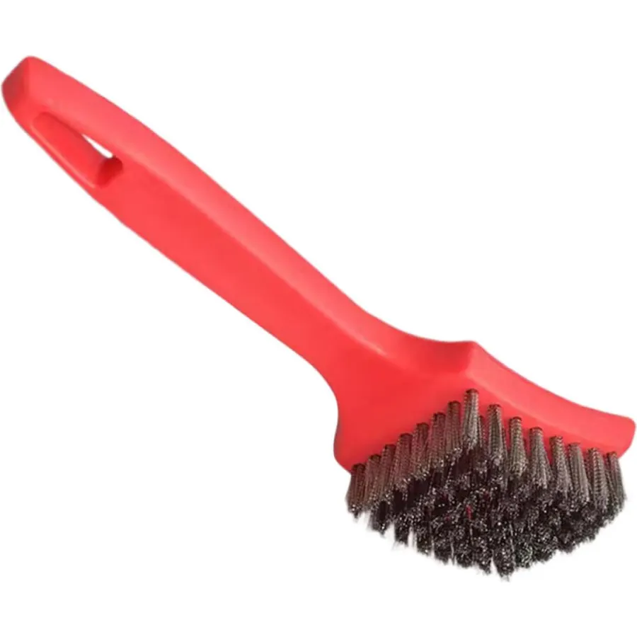 Steel Wire Brush with Ergonomic Handle for Tire Wheel and Grill Cleaning