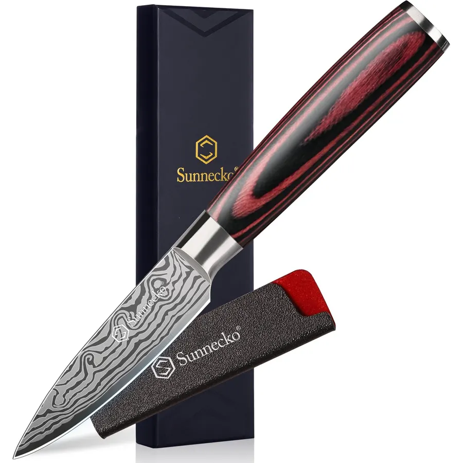 Sunnecko 3.5 Inch Paring Knife, Ultra Sharp High Carbon Steel Fruit Knife