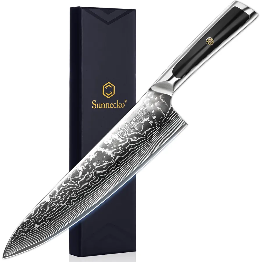 Sunnecko 8 Inch Japanese Damascus Chef Knife - Ultra Sharp VG10 Steel