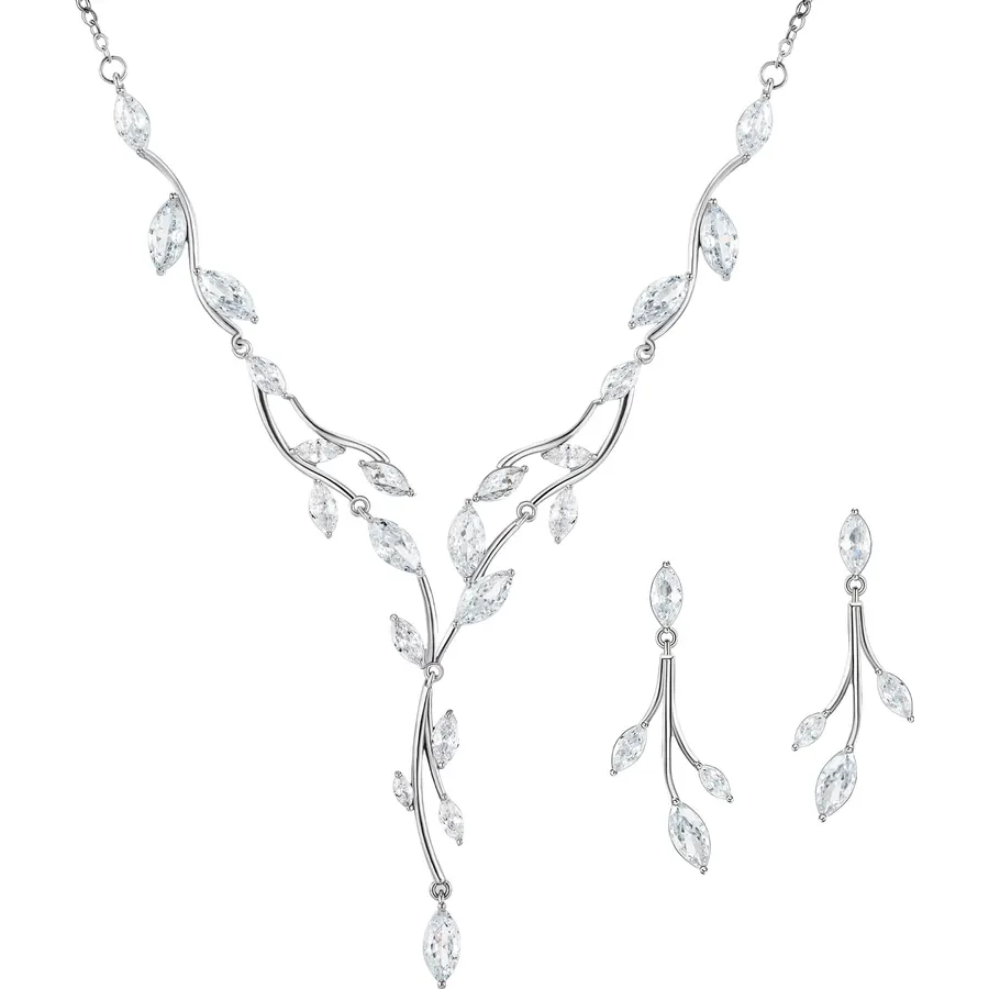 SWEETV Jewelry Set for Women, Vine Wedding Jewelry Sets for Brides