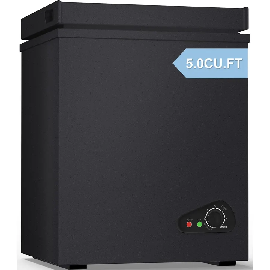TABU 5.0 Cubic Feet Chest Freezer, Compact Deep Freezer, Black
