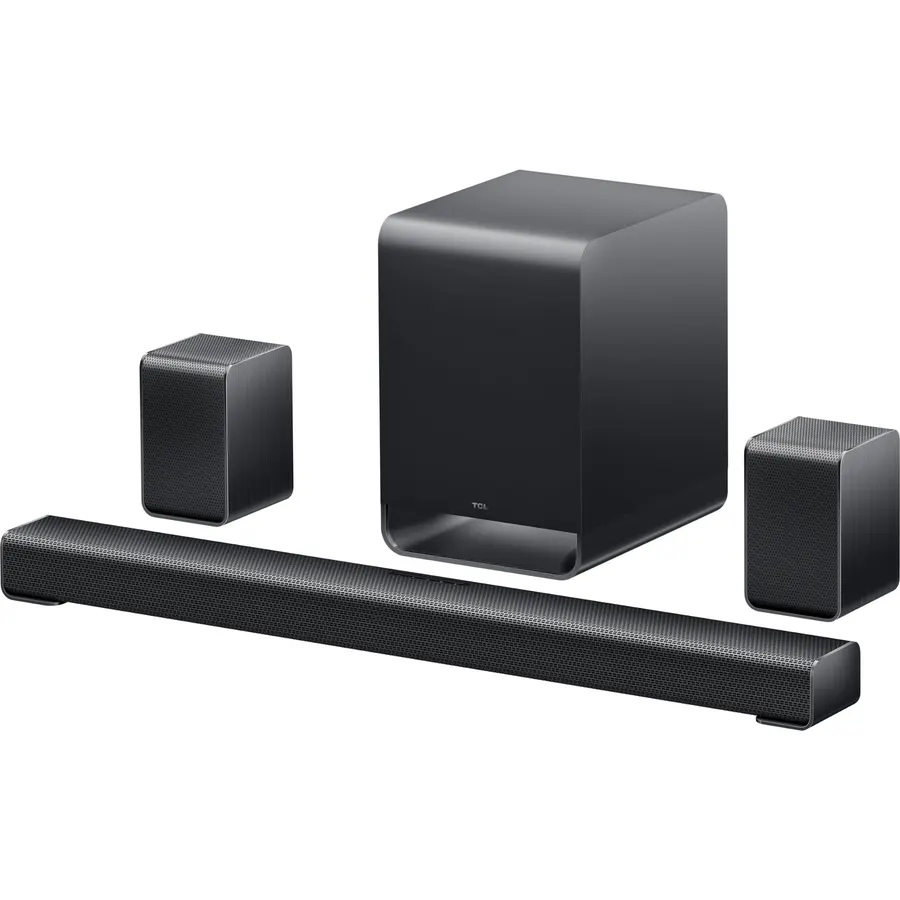 TCL S65K S Series 5.1 Channel Soundbar System with Dolby Atmos, DTS:X, Wireless Subwoofer, Wireless Surround Speakers, Bluetooth Music Streaming, and AI Sonic Auto Room Calibration