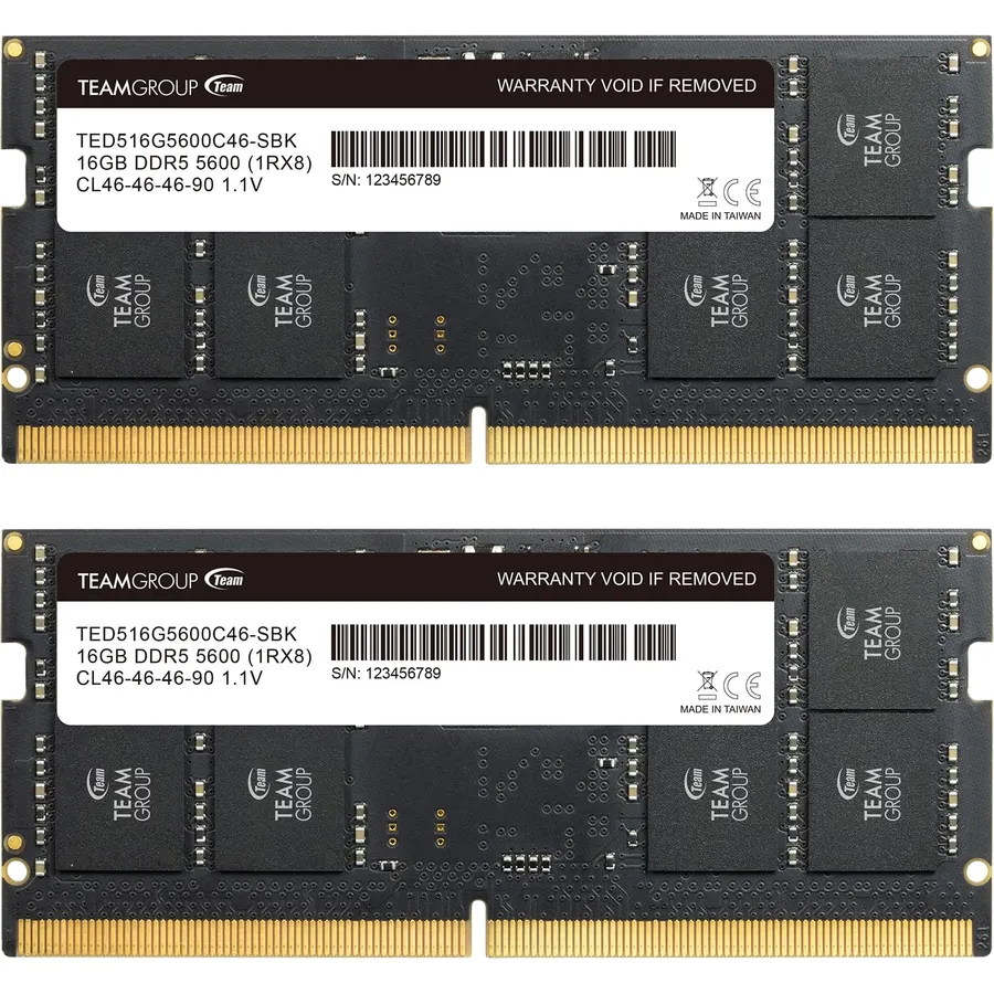 TEAMGROUP Elite SODIMM DDR5 32GB (2x16GB) 5600Mhz (PC5-44800) CL46 Non-ECC Unbuffered 1.1V 262 Pin Laptop Memory Module Ram - TED532G5600C46ADC-S01