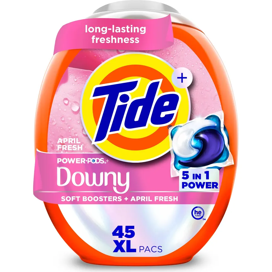 Tide Power PODs + Downy Laundry Detergent Pods, 45 Count, Soft Boosters + April Fresh
