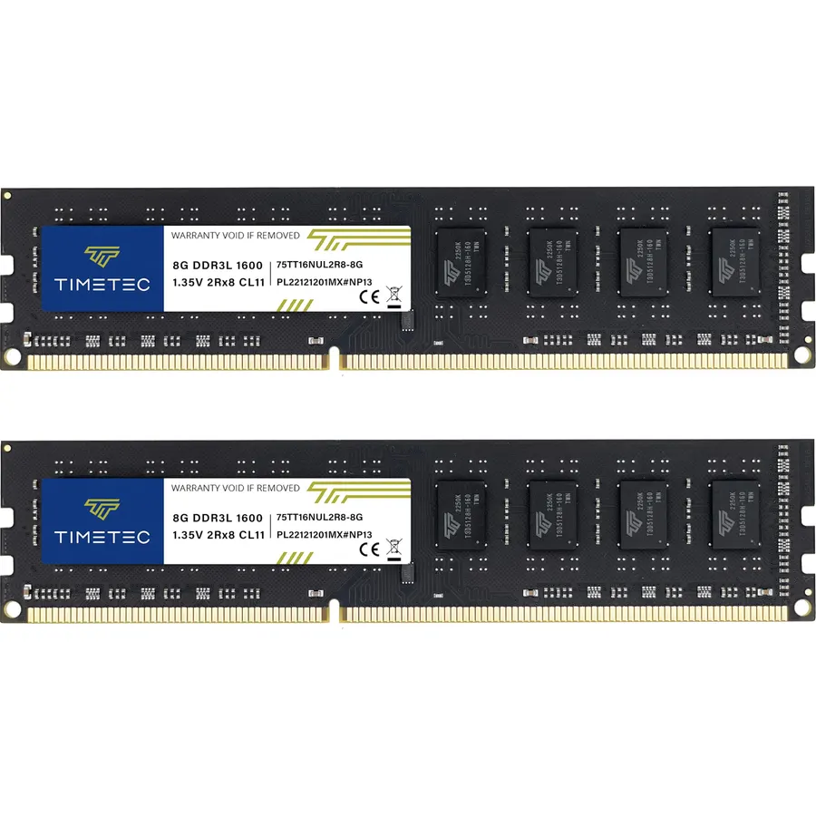 Timetec 16GB KIT(2x8GB) DDR3L/DDR3 1600MHz(DDR3L-1600) PC3L-12800 Non-ECC Unbuffered 1.35V/1.5V CL11 2Rx8 Dual Rank 204 Pin SODIMM Laptop Notebook RAM