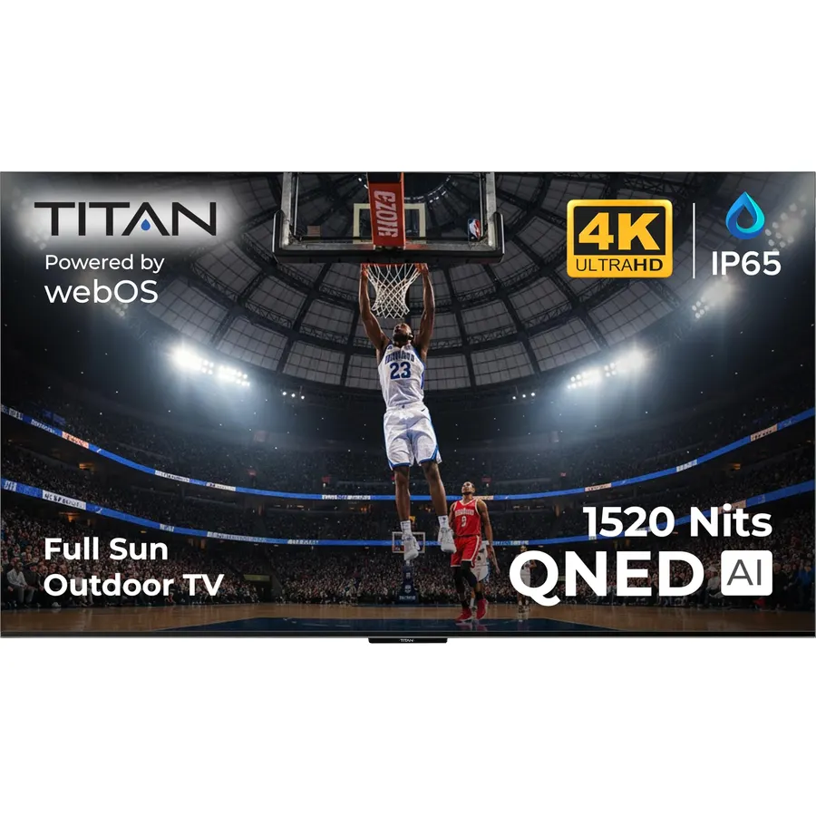 Titan L300 Mini 98 Inch QNED Full Sun LED Outdoor TV – 4K UHD, 120Hz – Weatherproof IP65 & WebOS Smart OS – Up to 1520 Nits – Dolby Vision & Atmos – Bonus Cover – USA Assembled with 2-Year Warranty