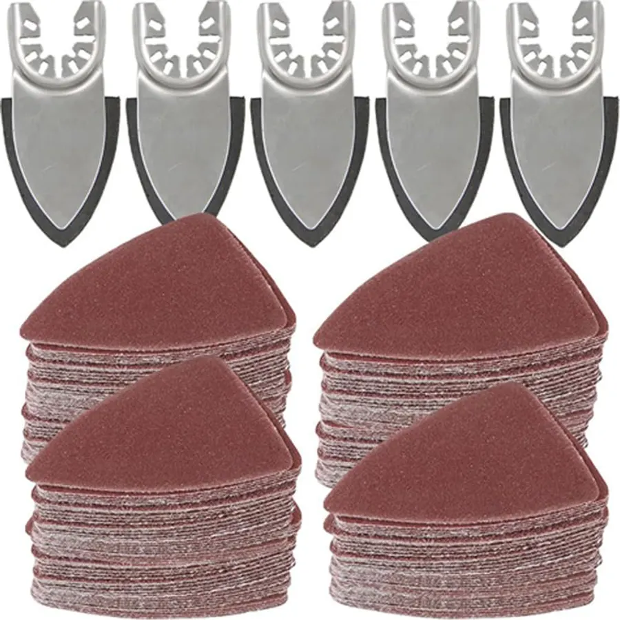 TopHomer 130Pcs Oscillating Tool Sanding Pads Kit, 5Pcs Finger Sanding Pads, 125Pcs Sandpapers, for Wood/Plaster Other Surfaces Polish Sanding (Model A)