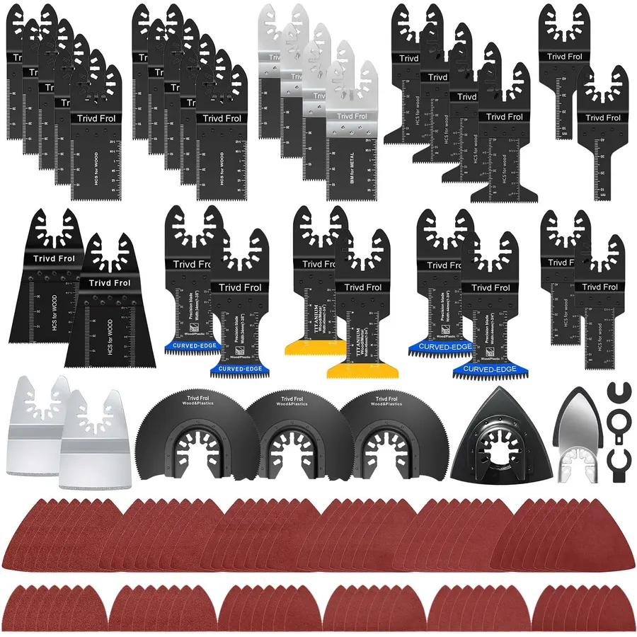 Trivd Frol 121 PCS Oscillating Saw Blades, Multitool Blades with Sandpaper