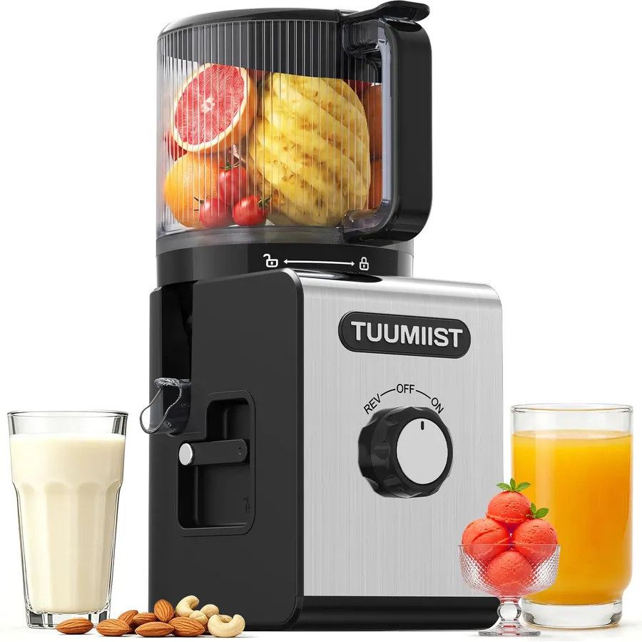 TUUMIIST 3-in-1 Juicer Machines, 6.5 Inch Chute, Makes Juice, Sorbet and Nut Milk