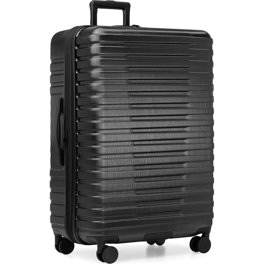 U.S. Traveler Boren Expandable Hardside Rugged Travel Luggage with 8 Spinner Wheels, Black, Checked-Large 30-Inch