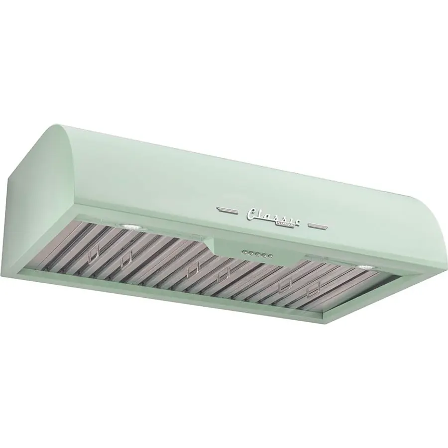 Unique Appliances UGP-36CR RH LG Classic Retro 36-Inch Under Cabinet Range Hood, Summer Mint Green; Powerful 3-Speed Fan Up to 700 CFM; Easy to Use Controls; Steel Construction